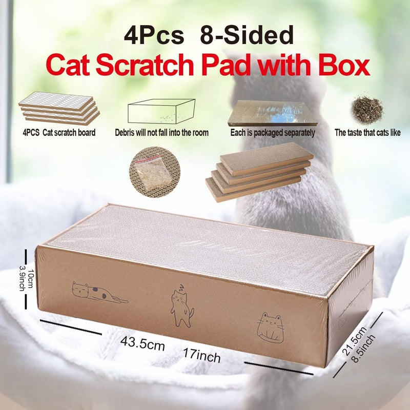 Mankaide 4 Packs in 1 Cat Scratch Pad with Box, Cat Scratcher Cardboard,Reversible,Durable Recyclable Cardboard, Suitable for Cats to Rest, Grind Claws and Play with Scratch Box - Image 2